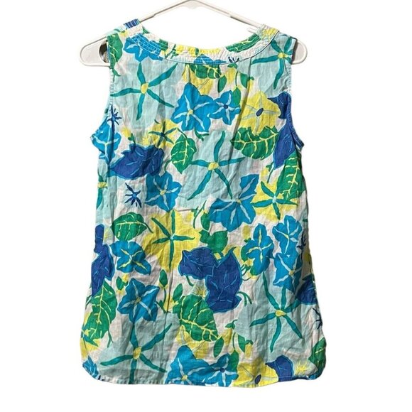 TALBOTS Linen Tank Top Women’s Size XS Floral ColorfulSleeveless Blouse Light - Picture 2 of 8
